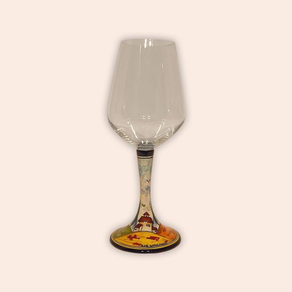 ELEGANT LEAD-FREE CRYSTAL GLASS WITH CERAMIC STEM. DESIGN: TUSCAN COUNTRYSIDE cm.23h